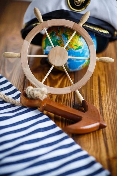 Decorative wooden steering wheel — Stock Photo, Image