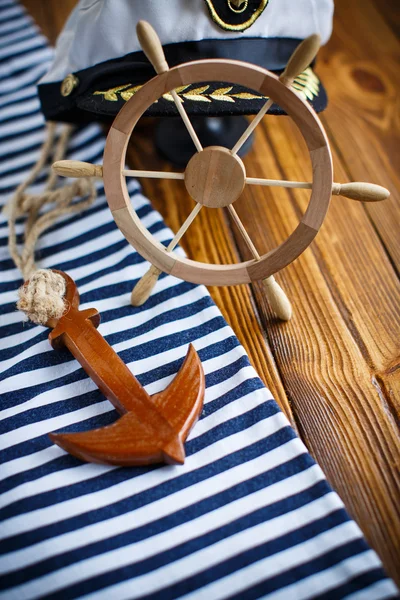 Decorative wooden steering wheel — Stock Photo, Image