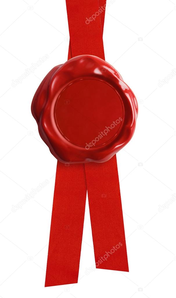 Wax seal with red ribbon isolated Stock Photo by ©Andrey_Kuzmin 55500153