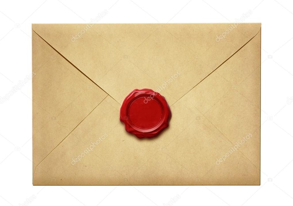 Old Mail Envelope With Wax Seal Isolated Stock Photo Old Mail Envelope With Wax Seal Isolated Stock Photo