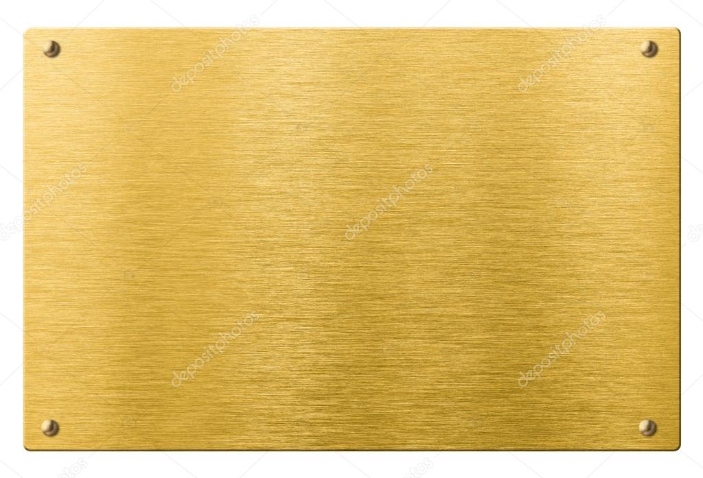 Gold or brass metal plate with rivets isolated — Stock Photo © Andrey_Kuzmin 72719967