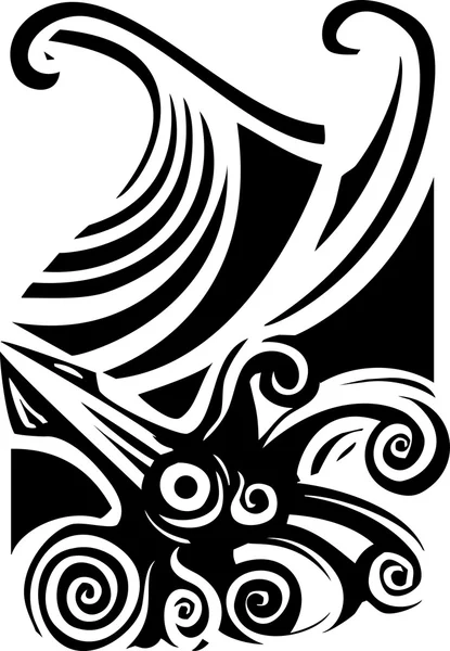 Squid and Waves — Stock Vector