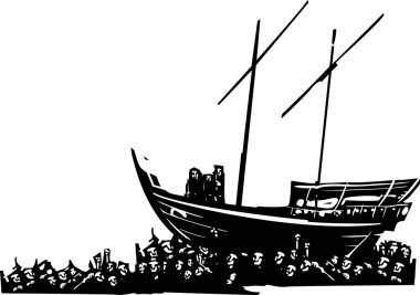 Sea of refugees clipart