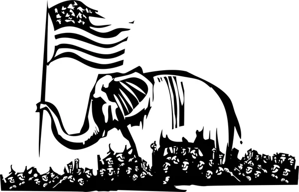 Éléphant républicain et réfugiés — Image vectorielle