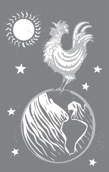 Gallo de Año Nuevo chino en órbita — Archivo Imágenes Vectoriales