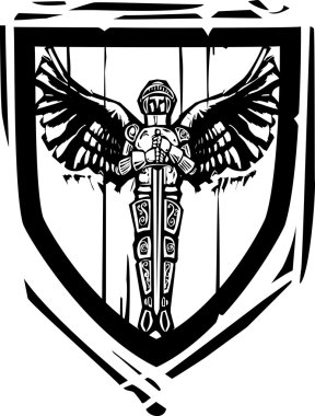 Heraldic Shield Winged Knight clipart
