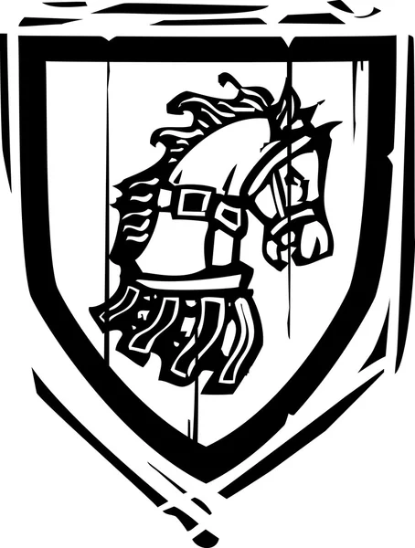 Caballo escudo heráldico — Vector de stock