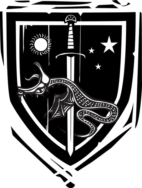 Heraldische Shield Dragon moord — Stockvector