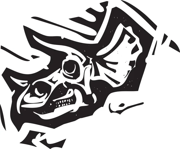 Triceratops Calavera fósil — Vector de stock