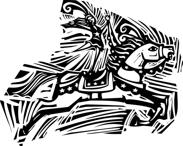 サーカスの馬の木版画 — ストックベクタ