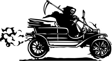 Death in a vintage car clipart