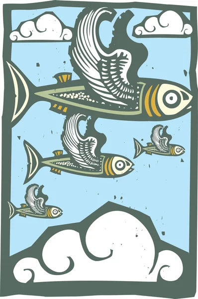 Troupeau de poissons volants — Image vectorielle