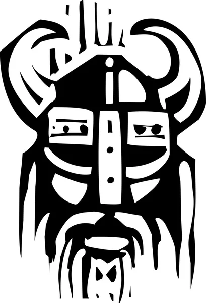 Houtsnede Viking gezicht — Stockvector