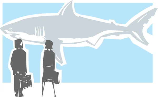Dangerous Shark Meeting — Stock Vector