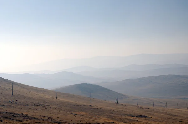 Błękitne Niebo Nad Rozległe Stepy Mongolii — Zdjęcie stockowe