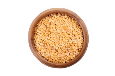 ahşap kase kuru bezelye fasulye üst görünümü 