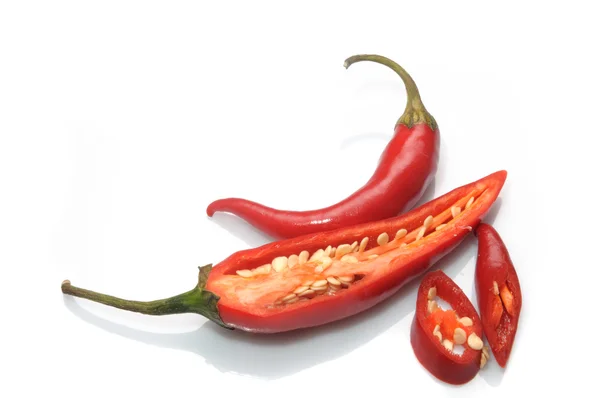 Red Chili Peppers White Background — Stock Photo, Image