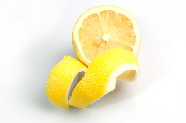half a lemon over white background