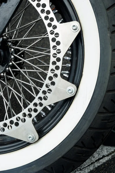 Wheel of a sports bike. photo toned. — Stock Photo, Image