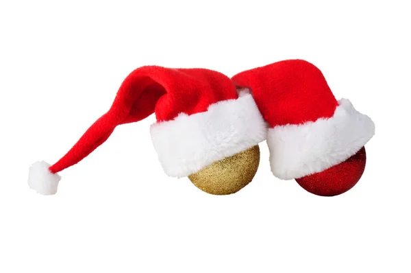 Deux Chapeaux Noël Sur Fond Blanc — Photo