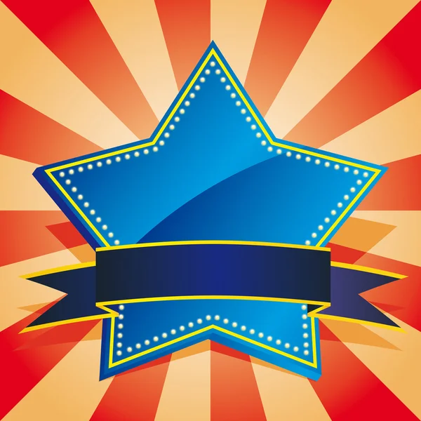 Blauwe sterren badge met lint — Stockvector