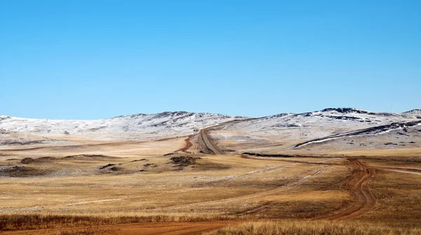 Blue sky over the vast  steppes, Olkhon island, Baikal.  Used toning of the photo — Stock Photo, Image