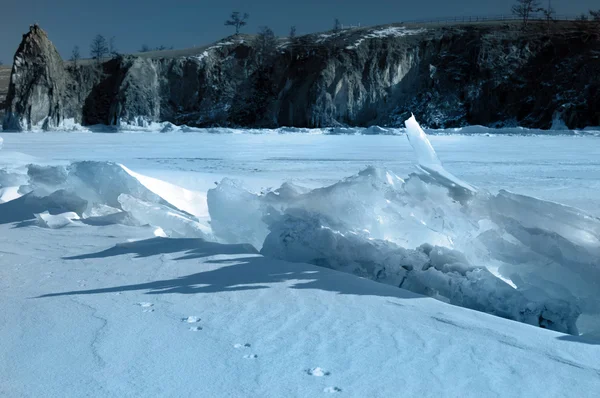 Ghiaccio sulla superficie del lago Baikal . — Foto Stock