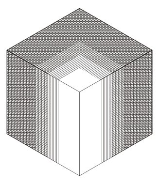 ilkel geometri. simüle gölgelendirme ince çizgiler hacmi.