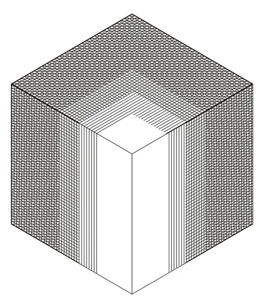 Primitiva geometri. volymen av simulerade skuggning tunna linjer. — Stock vektor