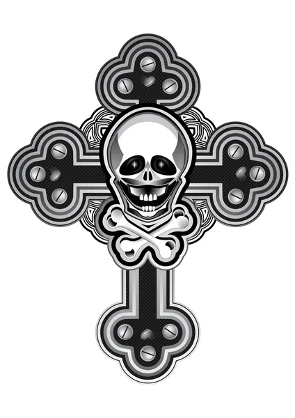 Estilo steampunk cruz con corazones y cráneo — Archivo Imágenes Vectoriales