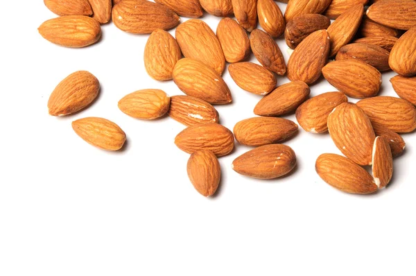 Almond nuts on white — Stock Photo, Image