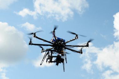 octocopter drone uçuş, dijital fotoğraf makinesi ile kullanılan ve fotoğraf tonlama