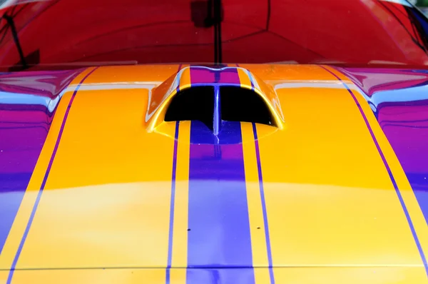 Hood of a sports car. Photo toned — Stock Photo, Image