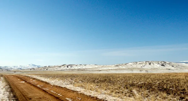 Blue sky over the vast steppes, Olkhon island, Baikal. Used toning of the photo — Stock Photo, Image