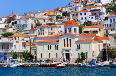 Güzel Yunan Adası, Hydra'nın görünümü. Yunanistan, Atina