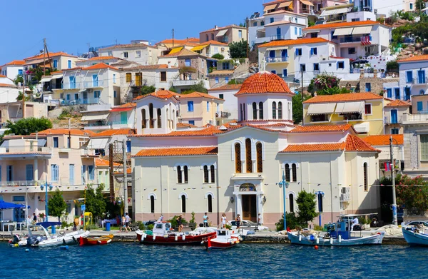 Pohled na krásném řeckém ostrově Hydra. Řecko, Argostolion Stock Obrázky