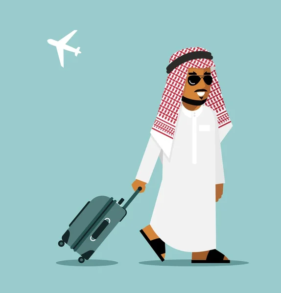 Arabe homme dans Voyage concept — Image vectorielle