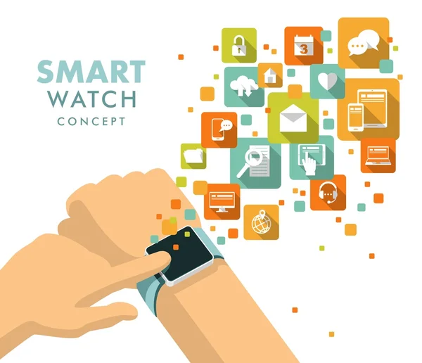 Smart watch using concept — Stock Vector