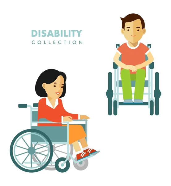 Disability person concept. Disability people set. — Stock Vector