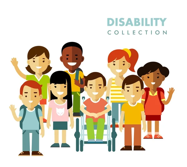 Disability children friendship concept — Stock Vector