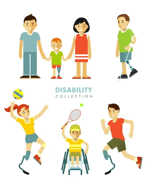 Persone disabili impostate — Vettoriale Stock
