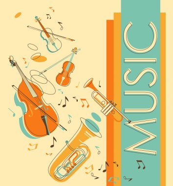 Vintage musical background clipart