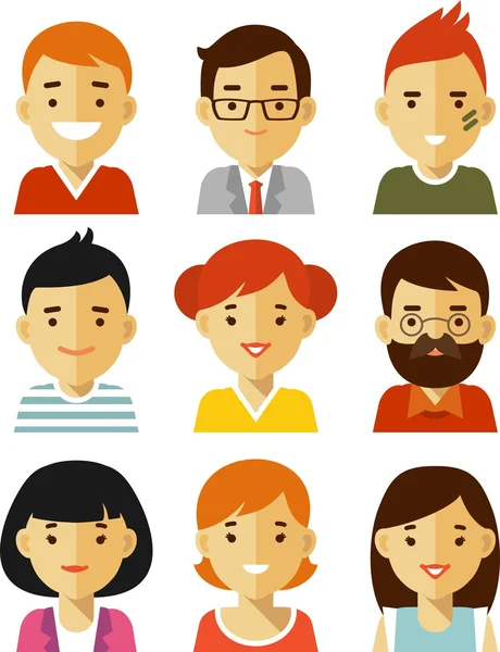 People avatars in flat style — Stock Vector