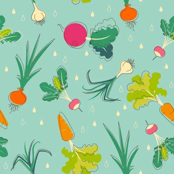Seamless vegetables background — Stock Vector