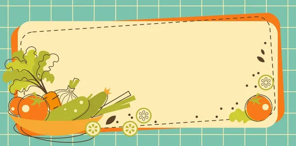 Fondo de cocina de comida en estilo retro doodle — Vector de stock