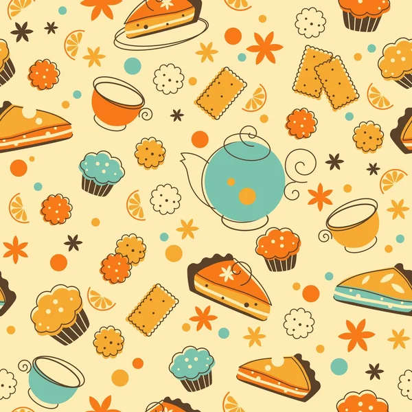 Thé boulangerie sans couture — Image vectorielle