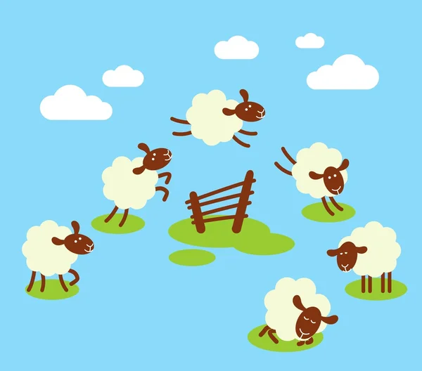 Counting sheep to sleep concept — Stock Vector