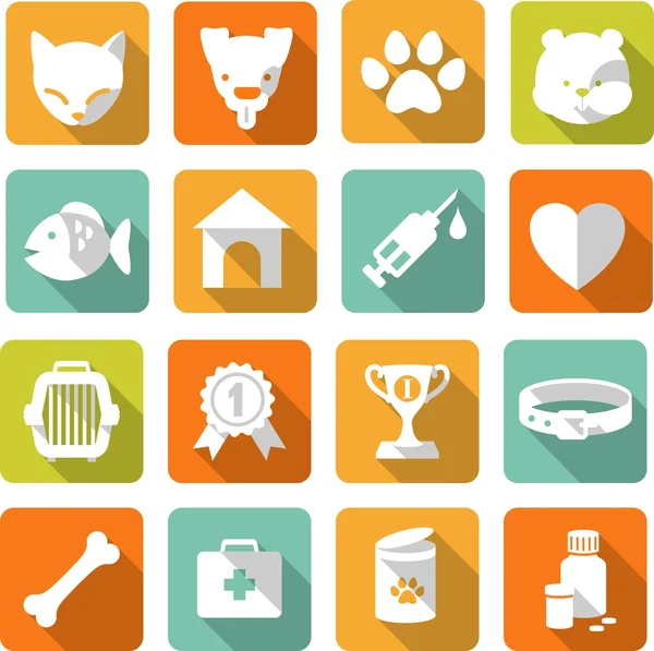 Conjunto de ícones veterinários — Vetor de Stock