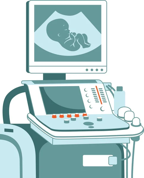 Scanner de ultrassom de exame médico de gravidez — Vetor de Stock