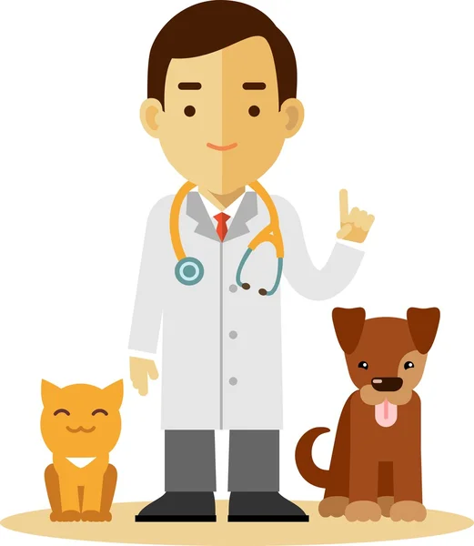 Médecin vétérinaire, chien et chat — Image vectorielle